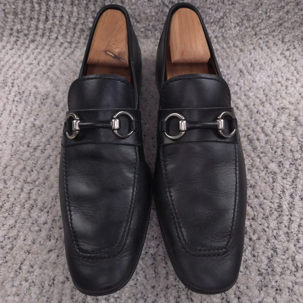 Magnnani Loafers Mens Size 8.5 Horsebit Slip On Leather Black Shoes 8.5M GUC